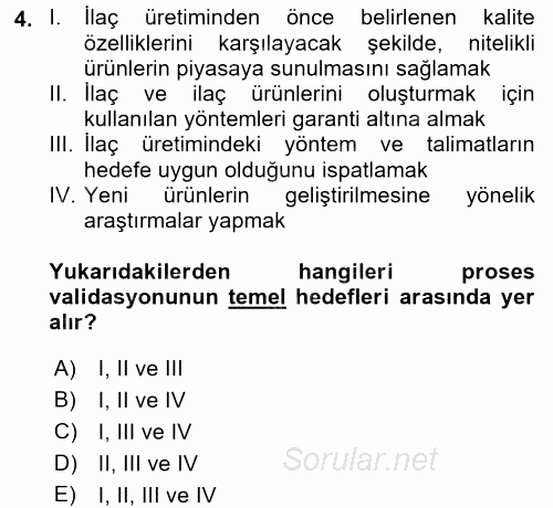 Temel İlaç Bilgisi Ve Akılcı İlaç Kullanımı 2017 - 2018 Ara Sınavı 4.Soru