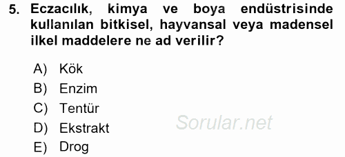 Temel İlaç Bilgisi Ve Akılcı İlaç Kullanımı 2017 - 2018 Ara Sınavı 5.Soru