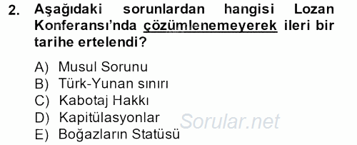 Türk Siyasal Hayatı 2013 - 2014 Tek Ders Sınavı 2.Soru