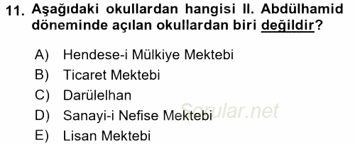 Eğitim Tarihi 2015 - 2016 Dönem Sonu Sınavı 11.Soru