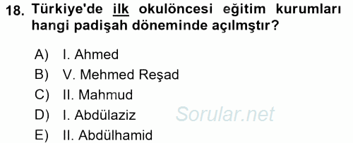Eğitim Tarihi 2015 - 2016 Dönem Sonu Sınavı 18.Soru