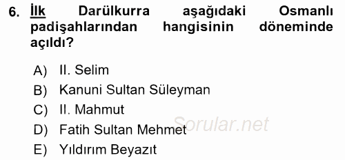 Eğitim Tarihi 2015 - 2016 Dönem Sonu Sınavı 6.Soru