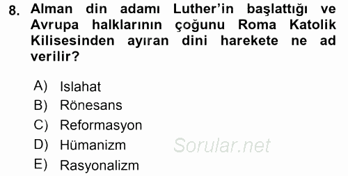 Eğitim Tarihi 2015 - 2016 Dönem Sonu Sınavı 8.Soru