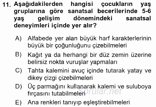 Çocukta Sanat Eğitimi Ve Yaratıcılık 2016 - 2017 Ara Sınavı 11.Soru