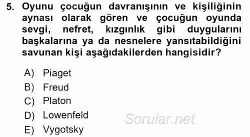 Çocukta Sanat Eğitimi Ve Yaratıcılık 2016 - 2017 Ara Sınavı 5.Soru