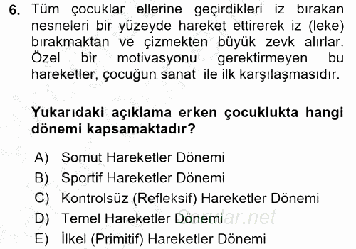 Çocukta Sanat Eğitimi Ve Yaratıcılık 2016 - 2017 Ara Sınavı 6.Soru