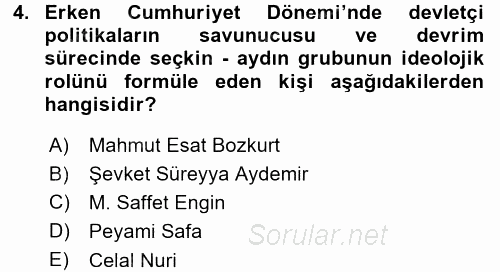 Türkiye´de Sosyoloji 2015 - 2016 Dönem Sonu Sınavı 4.Soru