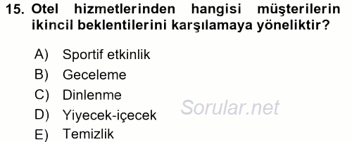 Hizmet Tasarımı 2015 - 2016 Tek Ders Sınavı 15.Soru