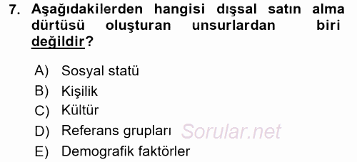 Hizmet Tasarımı 2015 - 2016 Tek Ders Sınavı 7.Soru