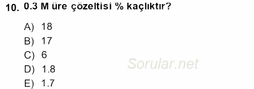Veteriner Laboratuvar Teknikleri ve Prensipleri 2013 - 2014 Ara Sınavı 10.Soru