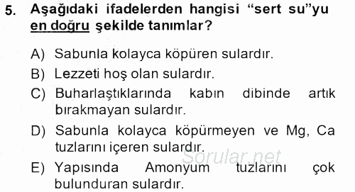 Veteriner Laboratuvar Teknikleri ve Prensipleri 2013 - 2014 Ara Sınavı 5.Soru