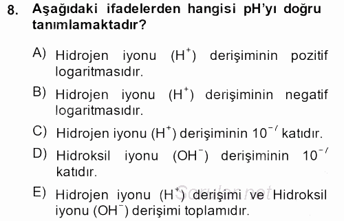 Veteriner Laboratuvar Teknikleri ve Prensipleri 2013 - 2014 Ara Sınavı 8.Soru
