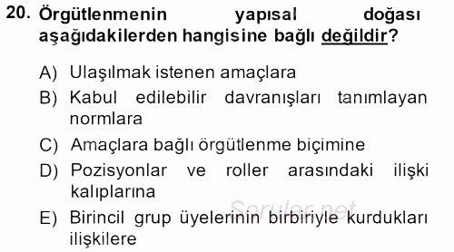 Medya Sosyolojisi 2013 - 2014 Ara Sınavı 20.Soru