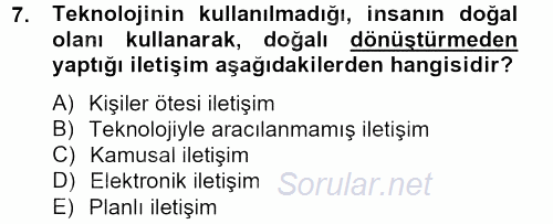 Medya Sosyolojisi 2013 - 2014 Ara Sınavı 7.Soru