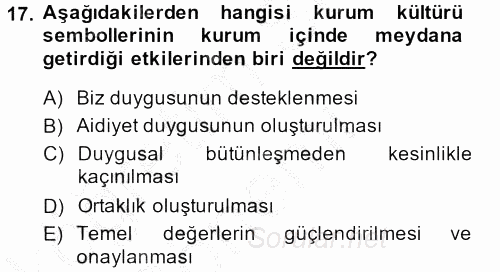 Halkla İlişkiler Uygulamaları ve Örnek Olaylar 2013 - 2014 Ara Sınavı 17.Soru