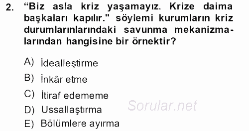 Halkla İlişkiler Uygulamaları ve Örnek Olaylar 2013 - 2014 Ara Sınavı 2.Soru