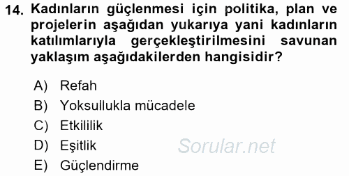 Toplumsal Değişme Kuramları 2016 - 2017 Dönem Sonu Sınavı 14.Soru