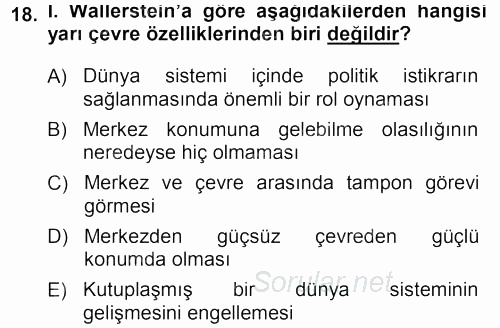 Çağdaş Sosyoloji Kuramları 2013 - 2014 Dönem Sonu Sınavı 18.Soru