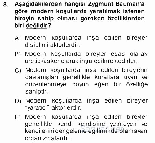 Çağdaş Sosyoloji Kuramları 2013 - 2014 Dönem Sonu Sınavı 8.Soru