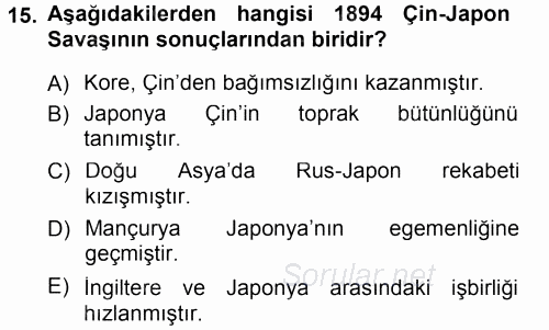 Amerikan Dış Politikası 2012 - 2013 Dönem Sonu Sınavı 15.Soru