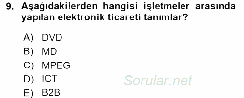 Yeni İletişim Teknolojileri 2015 - 2016 Dönem Sonu Sınavı 9.Soru