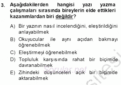 Mesleki Yazışmalar 2013 - 2014 Dönem Sonu Sınavı 3.Soru