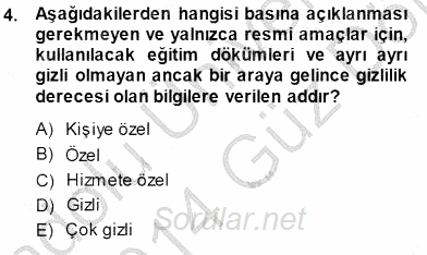 Mesleki Yazışmalar 2013 - 2014 Dönem Sonu Sınavı 4.Soru