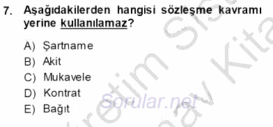Mesleki Yazışmalar 2013 - 2014 Dönem Sonu Sınavı 7.Soru