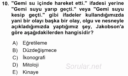 İletişim Kuramları 2016 - 2017 3 Ders Sınavı 10.Soru