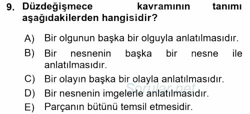 İletişim Kuramları 2016 - 2017 3 Ders Sınavı 9.Soru