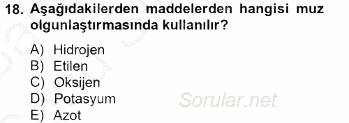 Örtü Altı Üretim Sistemleri 2013 - 2014 Dönem Sonu Sınavı 18.Soru