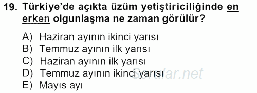 Örtü Altı Üretim Sistemleri 2013 - 2014 Dönem Sonu Sınavı 19.Soru