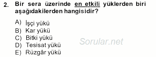 Örtü Altı Üretim Sistemleri 2013 - 2014 Dönem Sonu Sınavı 2.Soru