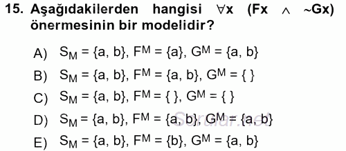 Sembolik Mantık 2016 - 2017 Dönem Sonu Sınavı 15.Soru