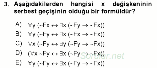 Sembolik Mantık 2016 - 2017 Dönem Sonu Sınavı 3.Soru