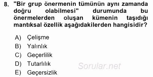 Sembolik Mantık 2016 - 2017 Dönem Sonu Sınavı 8.Soru