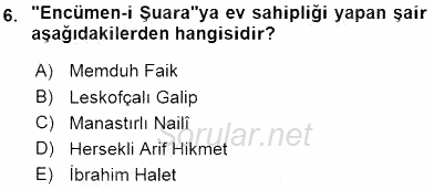 XIX. Yüzyıl Türk Edebiyatı 2015 - 2016 Ara Sınavı 6.Soru