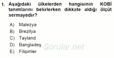 Dış Ticarette Girişimcilik 2015 - 2016 Dönem Sonu Sınavı 1.Soru