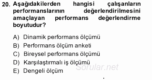 Sağlık Kurumları Yönetimi 2 2014 - 2015 Tek Ders Sınavı 20.Soru