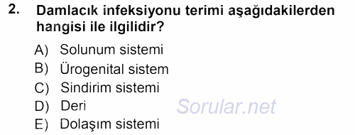 Veteriner Mikrobiyoloji ve Epidemiyoloji 2012 - 2013 Ara Sınavı 2.Soru