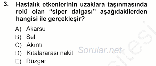 Veteriner Mikrobiyoloji ve Epidemiyoloji 2012 - 2013 Ara Sınavı 3.Soru