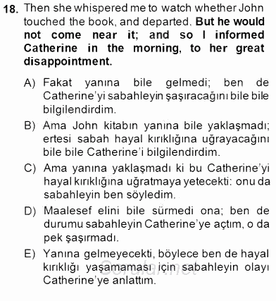 Çeviri (İng/Türk) 2014 - 2015 Dönem Sonu Sınavı 18.Soru