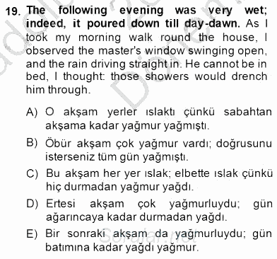 Çeviri (İng/Türk) 2014 - 2015 Dönem Sonu Sınavı 19.Soru