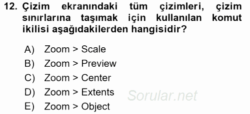 Bilgisayar Destekli Harita Yapımı 1 2016 - 2017 Ara Sınavı 12.Soru