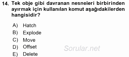 Bilgisayar Destekli Harita Yapımı 1 2016 - 2017 Ara Sınavı 14.Soru