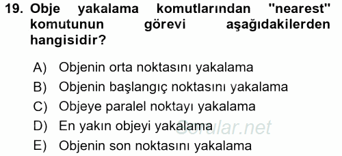 Bilgisayar Destekli Harita Yapımı 1 2016 - 2017 Ara Sınavı 19.Soru