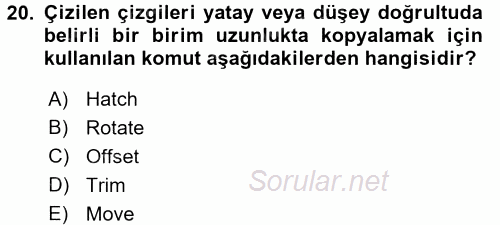 Bilgisayar Destekli Harita Yapımı 1 2016 - 2017 Ara Sınavı 20.Soru