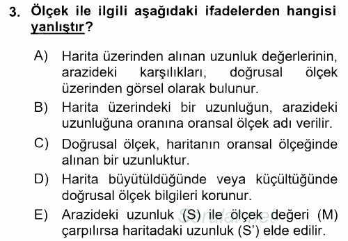 Bilgisayar Destekli Harita Yapımı 1 2016 - 2017 Ara Sınavı 3.Soru