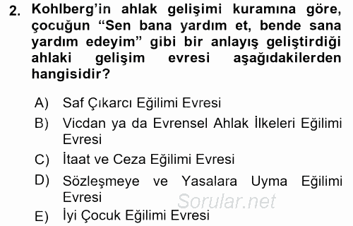 Çocuk ve Ergen Bakımı 2015 - 2016 Ara Sınavı 2.Soru
