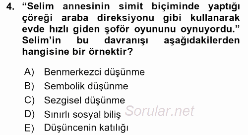 Çocuk ve Ergen Bakımı 2015 - 2016 Ara Sınavı 4.Soru